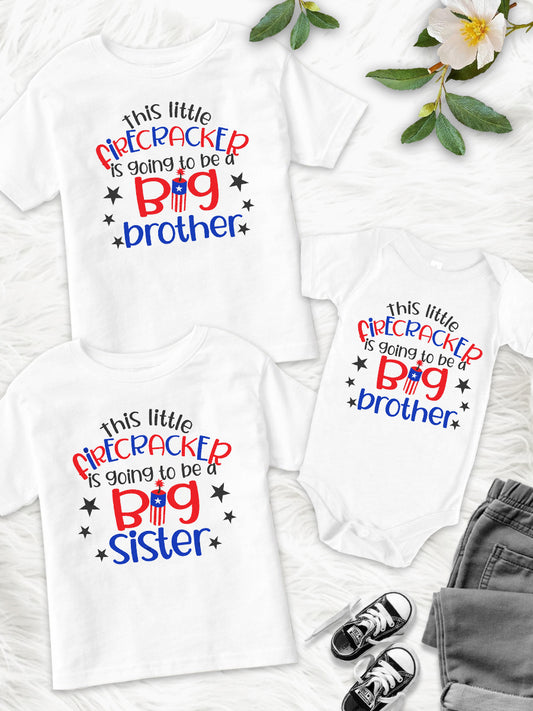 This Little Firecracker Is Going To Be a Big Sis & Bro Family Matching Shirt