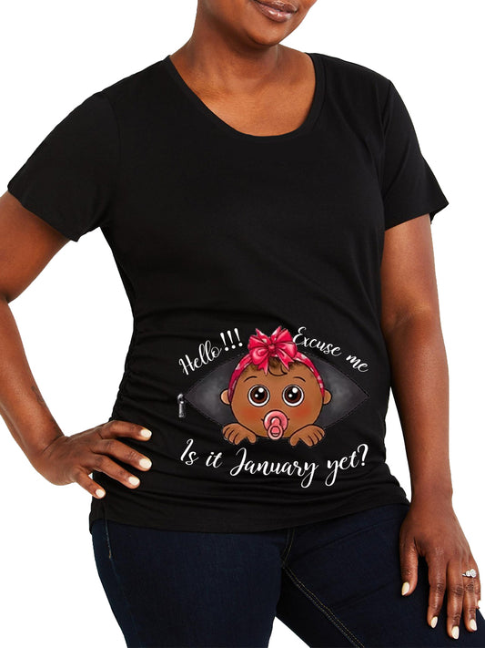 Customizable Months Black Cute Pacifier Baby Girl Maternity Shirt