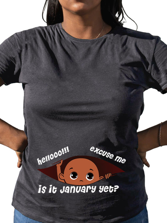 Customizable Months Black Baby Boy Peeking Maternity Shirt
