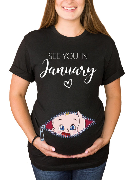See You In Your Month Blue Eyes Baby Funny Maternity Shirt