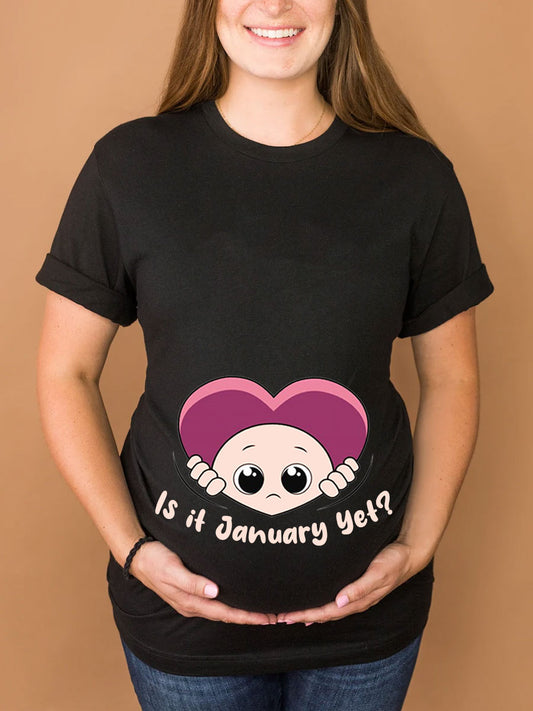 Customized Month Baby Peeking Heart Black Maternity Shirt